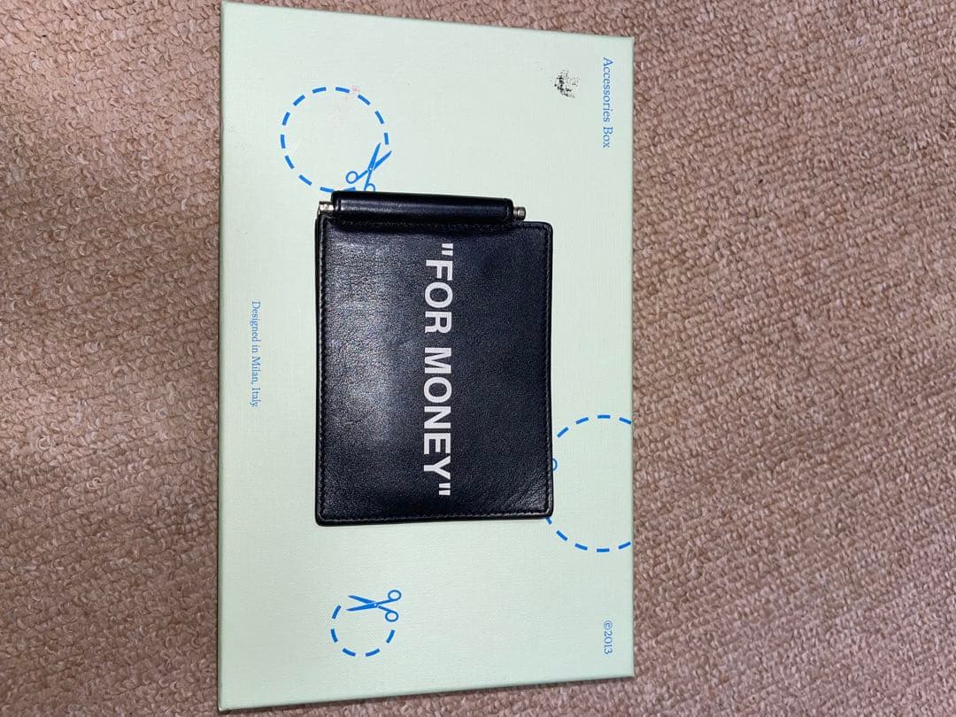 off-white 黒 レザー マネークリップ