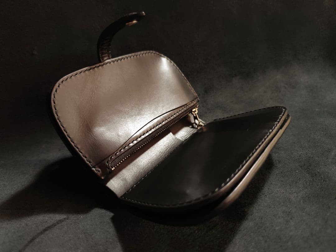 koo　ミドルウォレット　ブラック　姫路レザー　オイルレザー　二つ折り財布