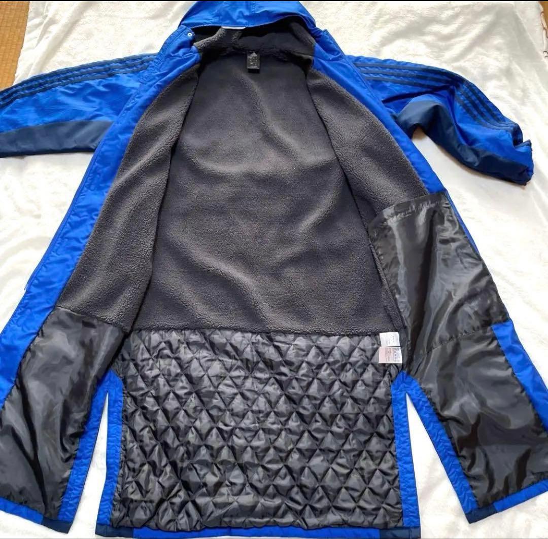 adidasベンチコート　ロングコート　青
