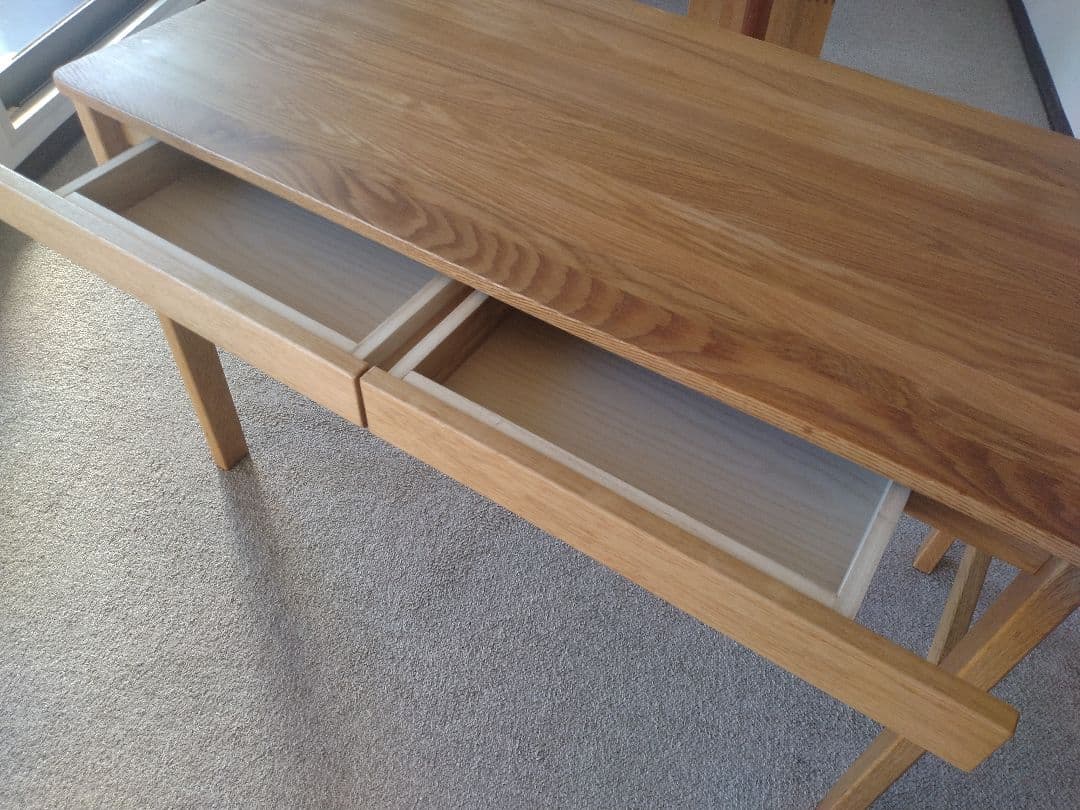 【totoro】MUJI/無印良品 オーク無垢材デスク110cm引出足元棚