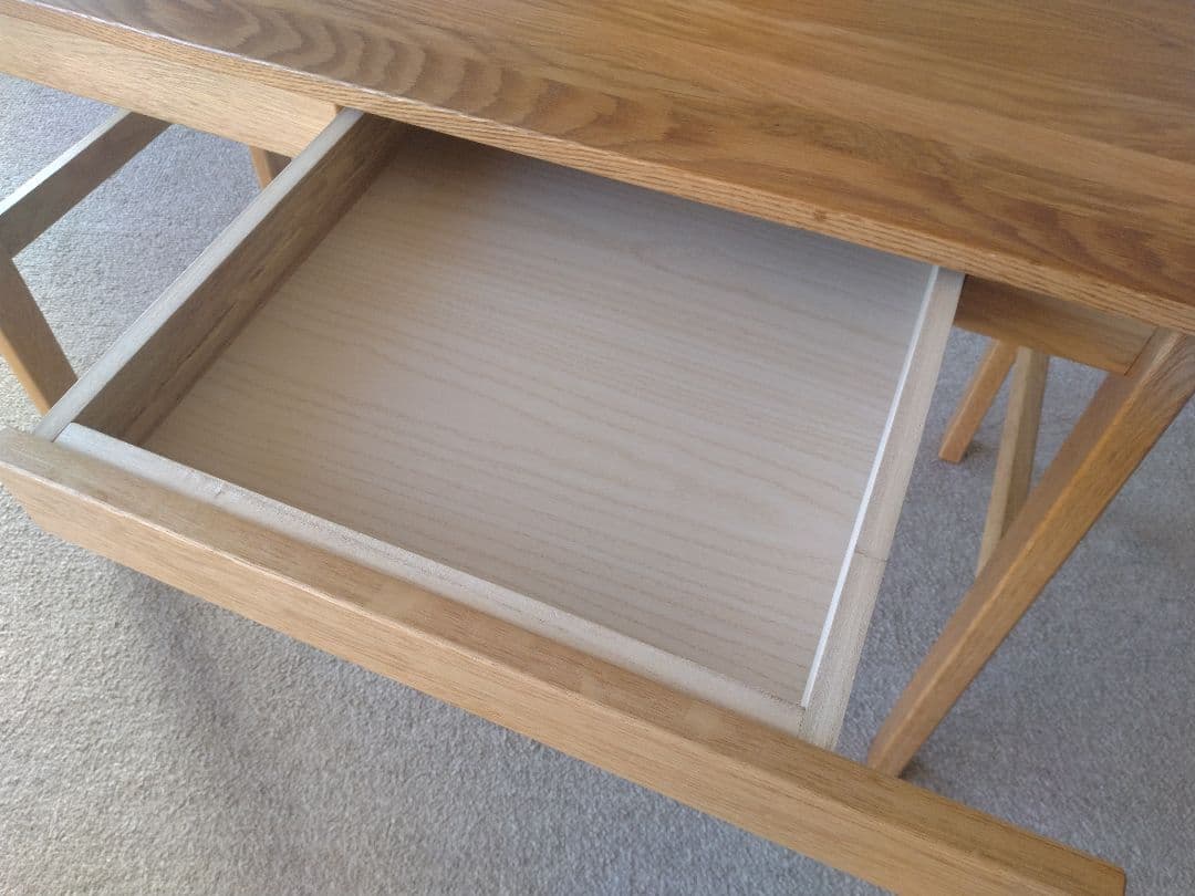 【totoro】MUJI/無印良品 オーク無垢材デスク110cm引出足元棚