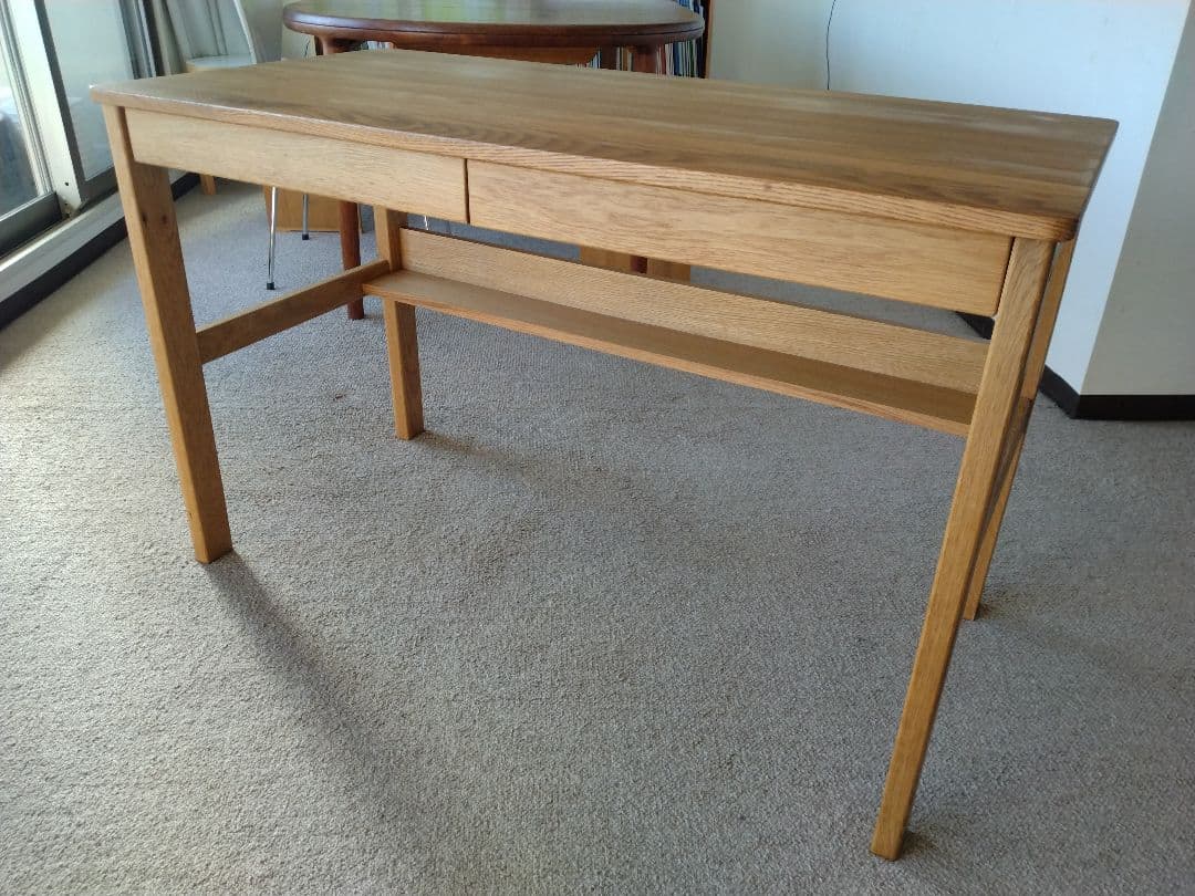 【totoro】MUJI/無印良品 オーク無垢材デスク110cm引出足元棚