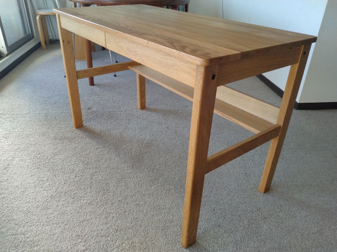 【totoro】MUJI/無印良品 オーク無垢材デスク110cm引出足元棚