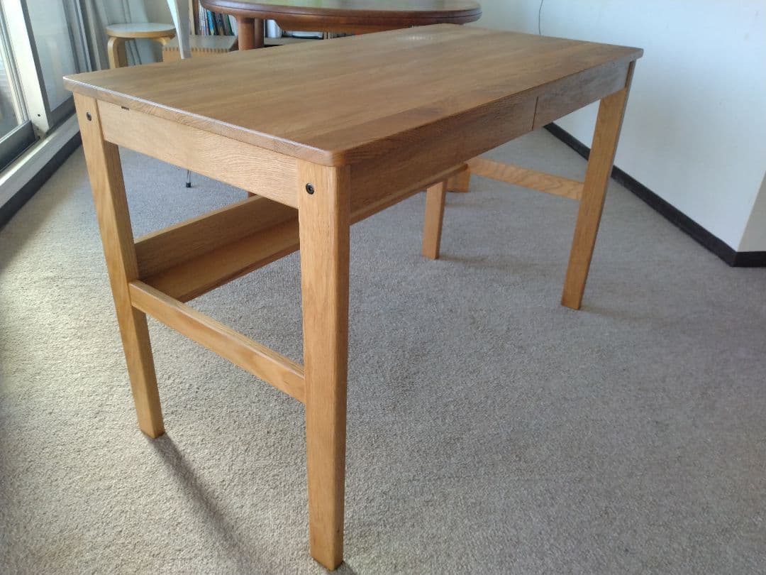 【totoro】MUJI/無印良品 オーク無垢材デスク110cm引出足元棚