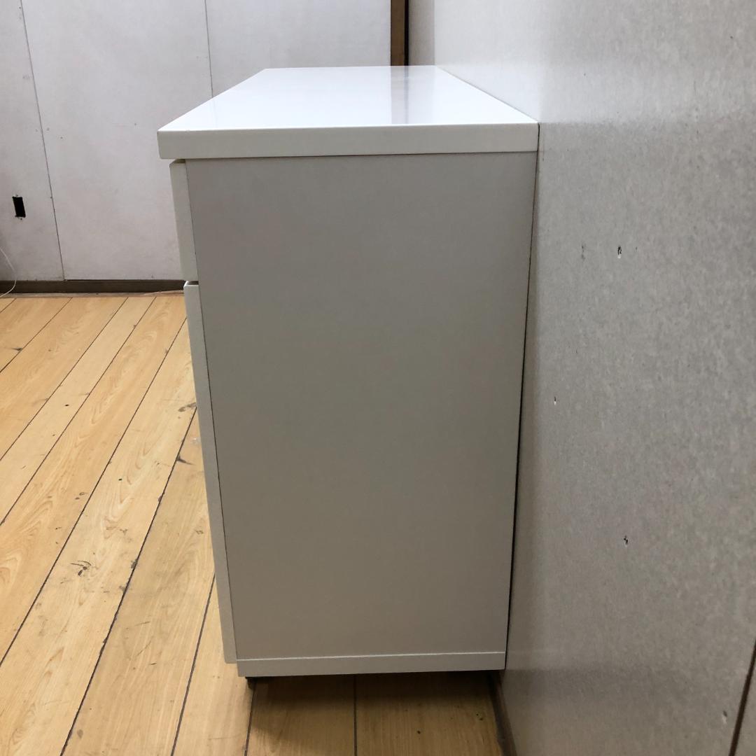 送料無料 ニトリ キッチンカウンター 幅120 ホワイト 鏡面仕上げ 88240