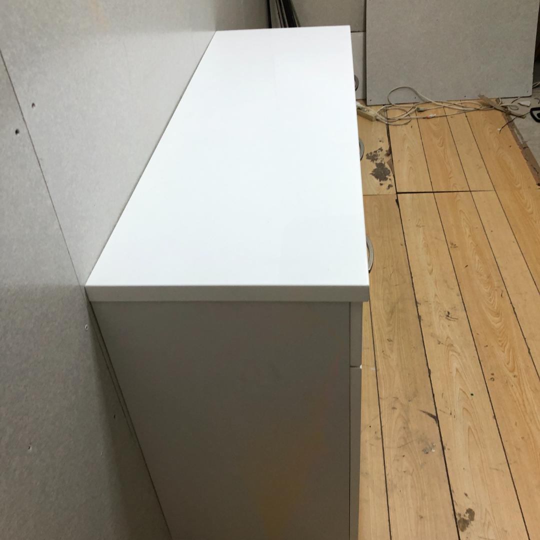 送料無料 ニトリ キッチンカウンター 幅120 ホワイト 鏡面仕上げ 88240