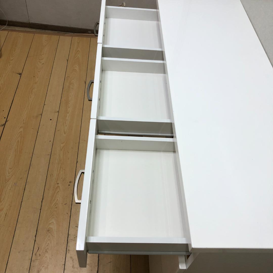 送料無料 ニトリ キッチンカウンター 幅120 ホワイト 鏡面仕上げ 88240