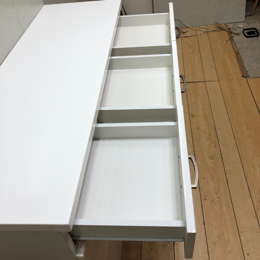 送料無料 ニトリ キッチンカウンター 幅120 ホワイト 鏡面仕上げ 88240