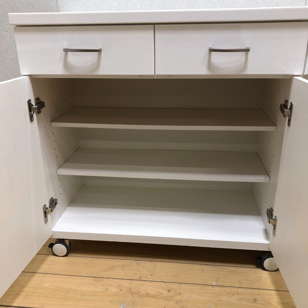 送料無料 ニトリ キッチンカウンター 幅120 ホワイト 鏡面仕上げ 88240