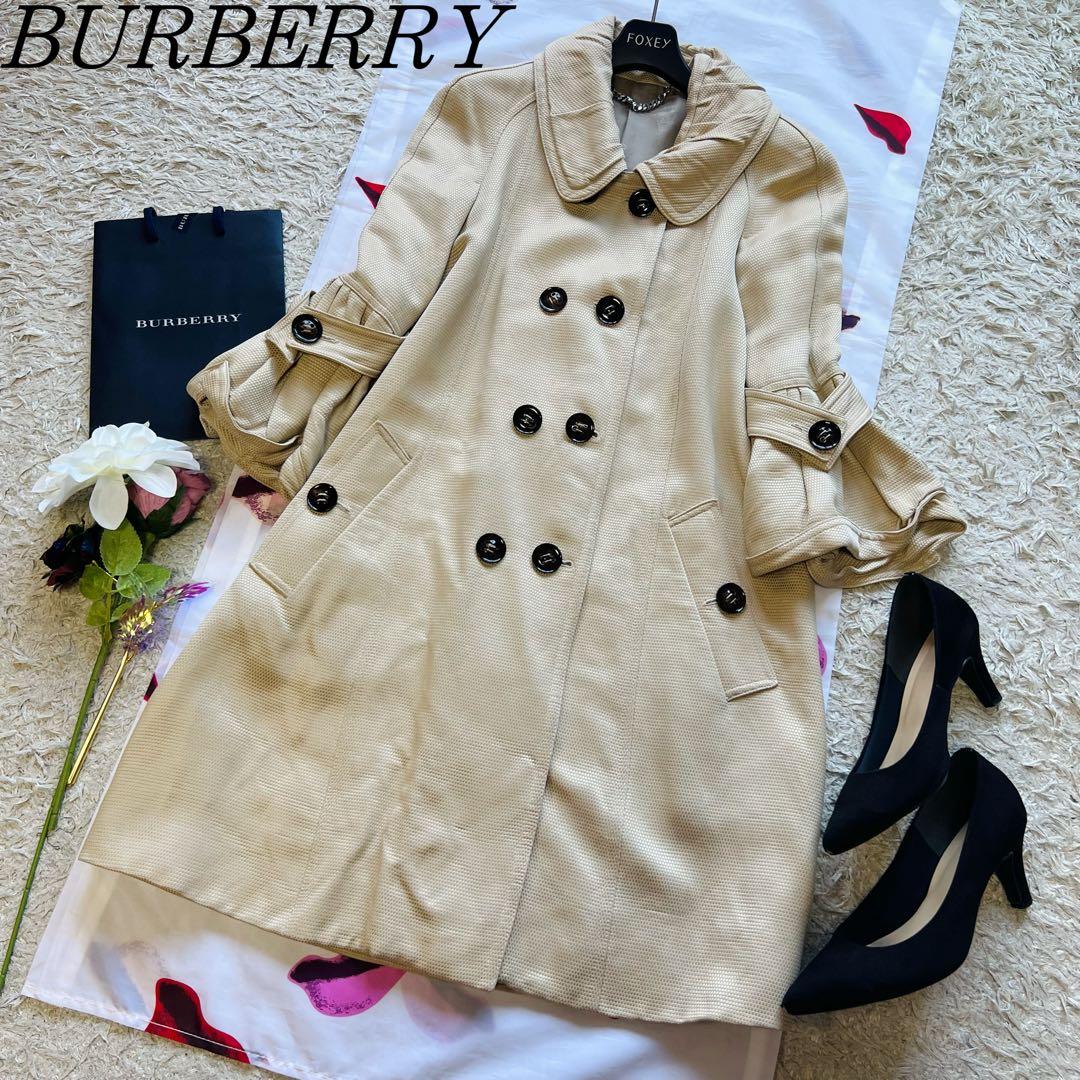 【良品】BURBERRY ダブルボタンロングコート ベージュ 襟 38 M