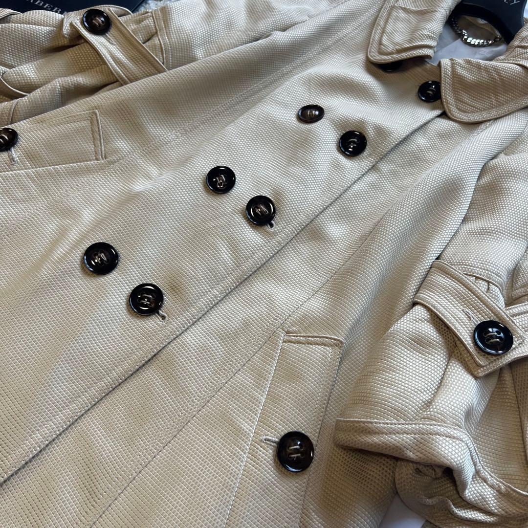【良品】BURBERRY ダブルボタンロングコート ベージュ 襟 38 M