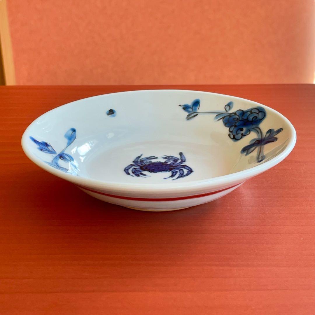 正木春蔵　染付タンパン呉須蟹文 4.5寸皿