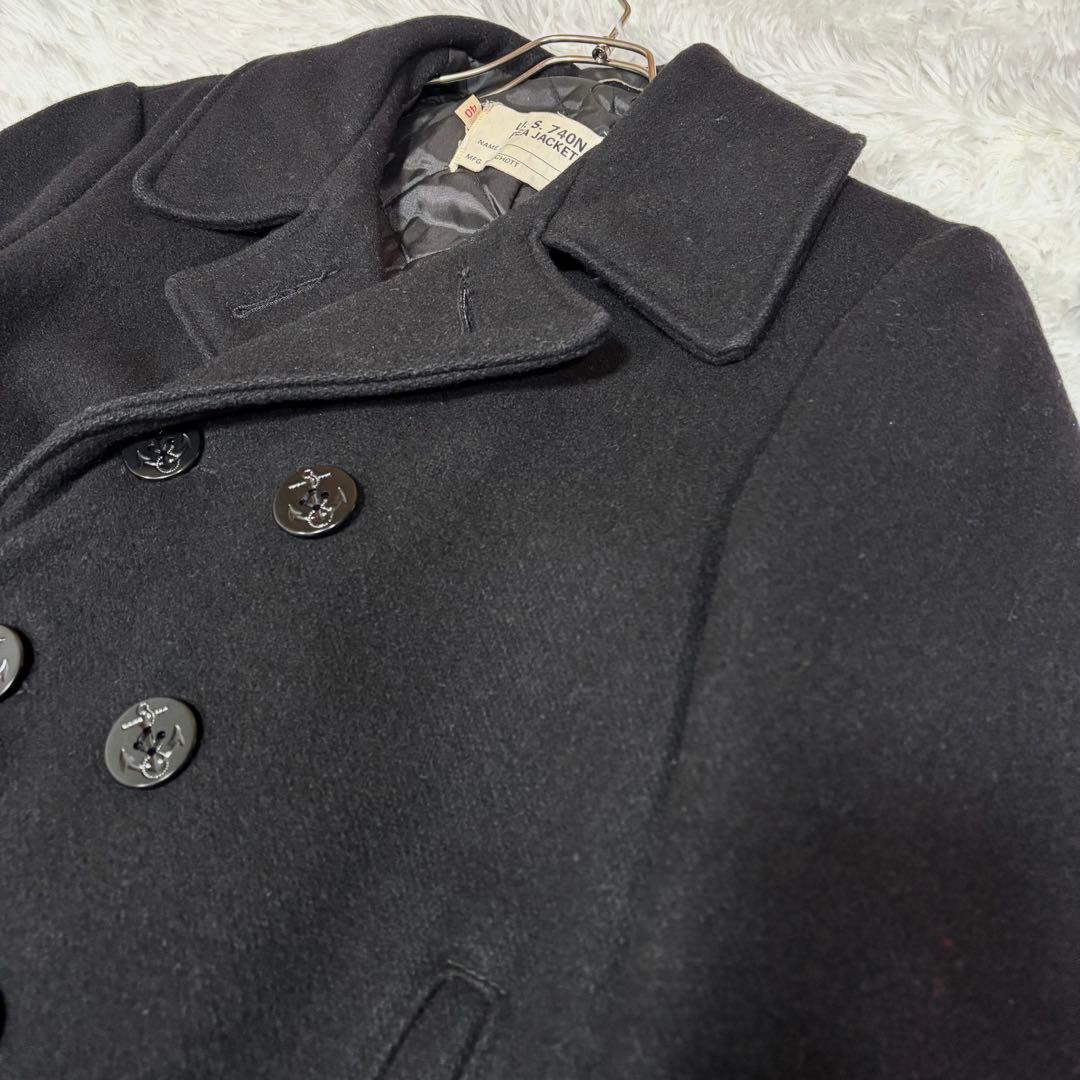 SCHOTT ショット 740 メルトン ピーコート 8つボタン 黒 L