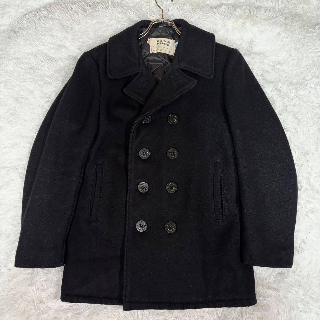 SCHOTT ショット 740 メルトン ピーコート 8つボタン 黒 L