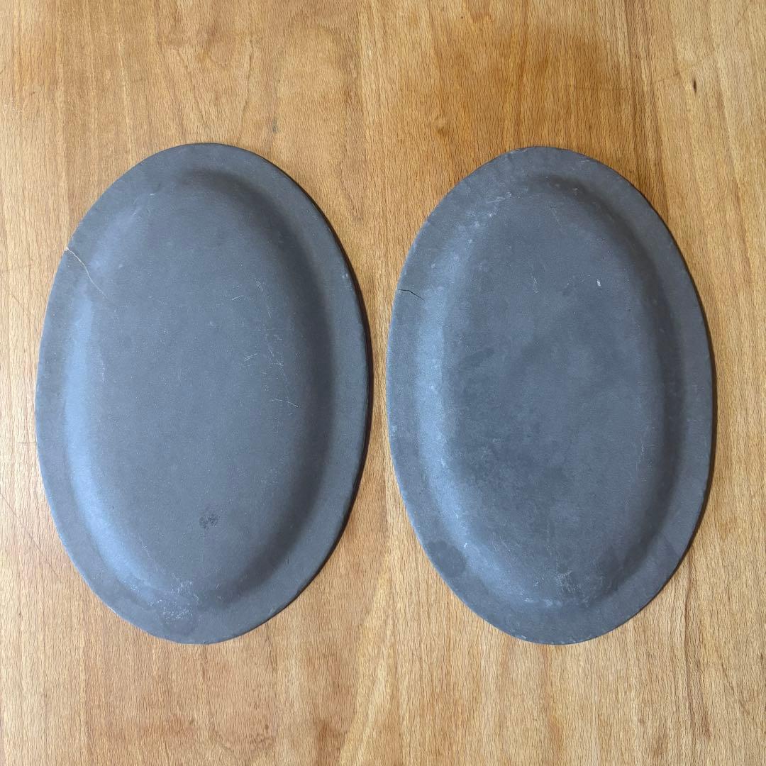吉田次朗さん　リムオーバル皿2枚セット　ジャンク品
