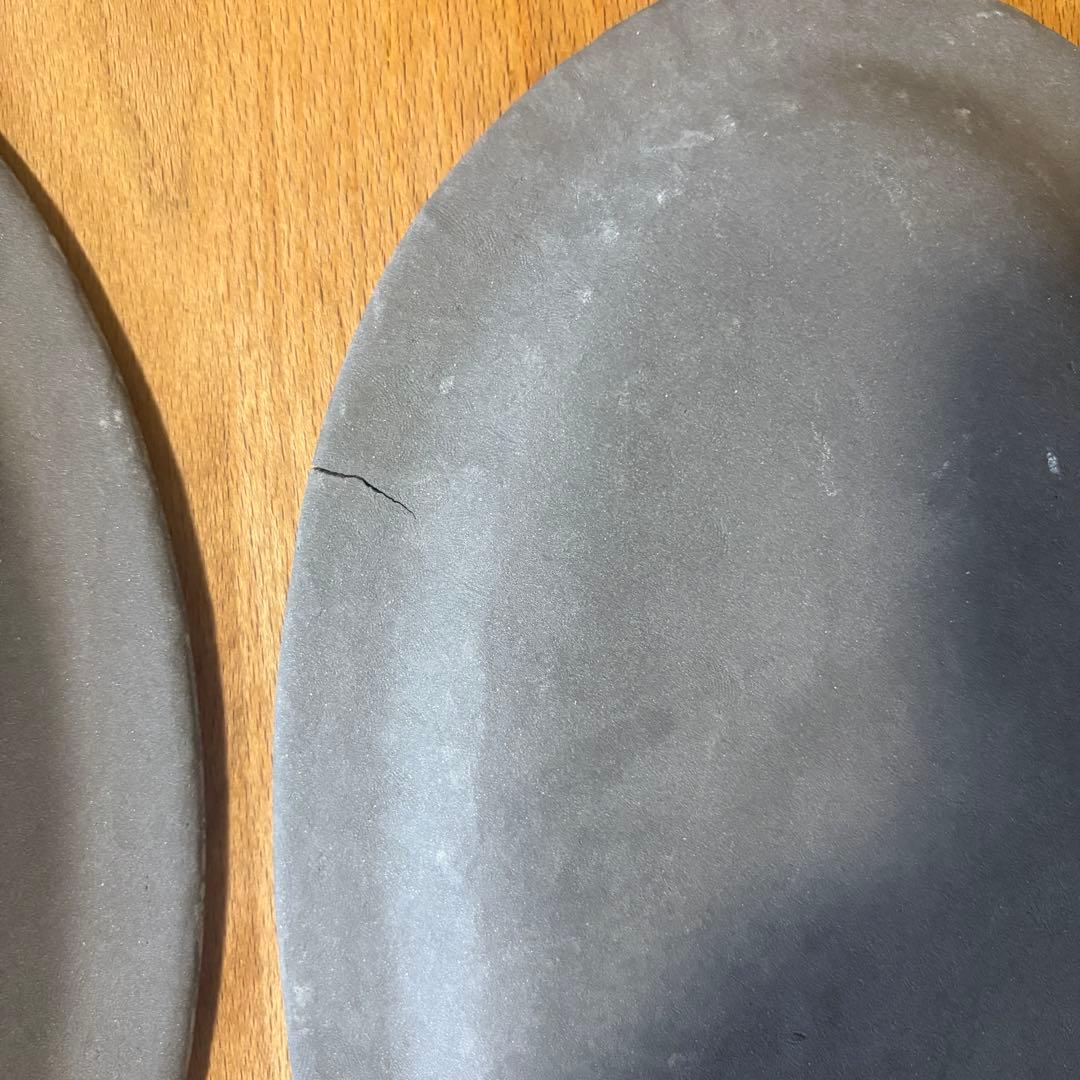 吉田次朗さん　リムオーバル皿2枚セット　ジャンク品