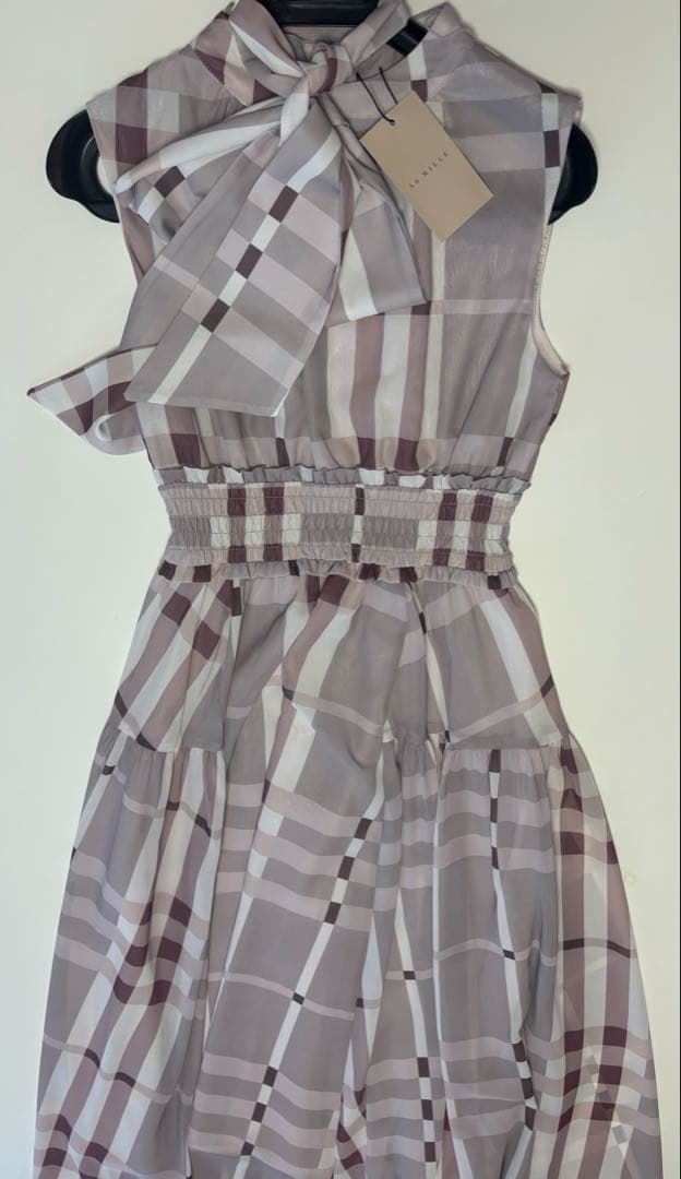 新品 タグ付き An MILLE アンミール ビックチェックリボン OP ピンク