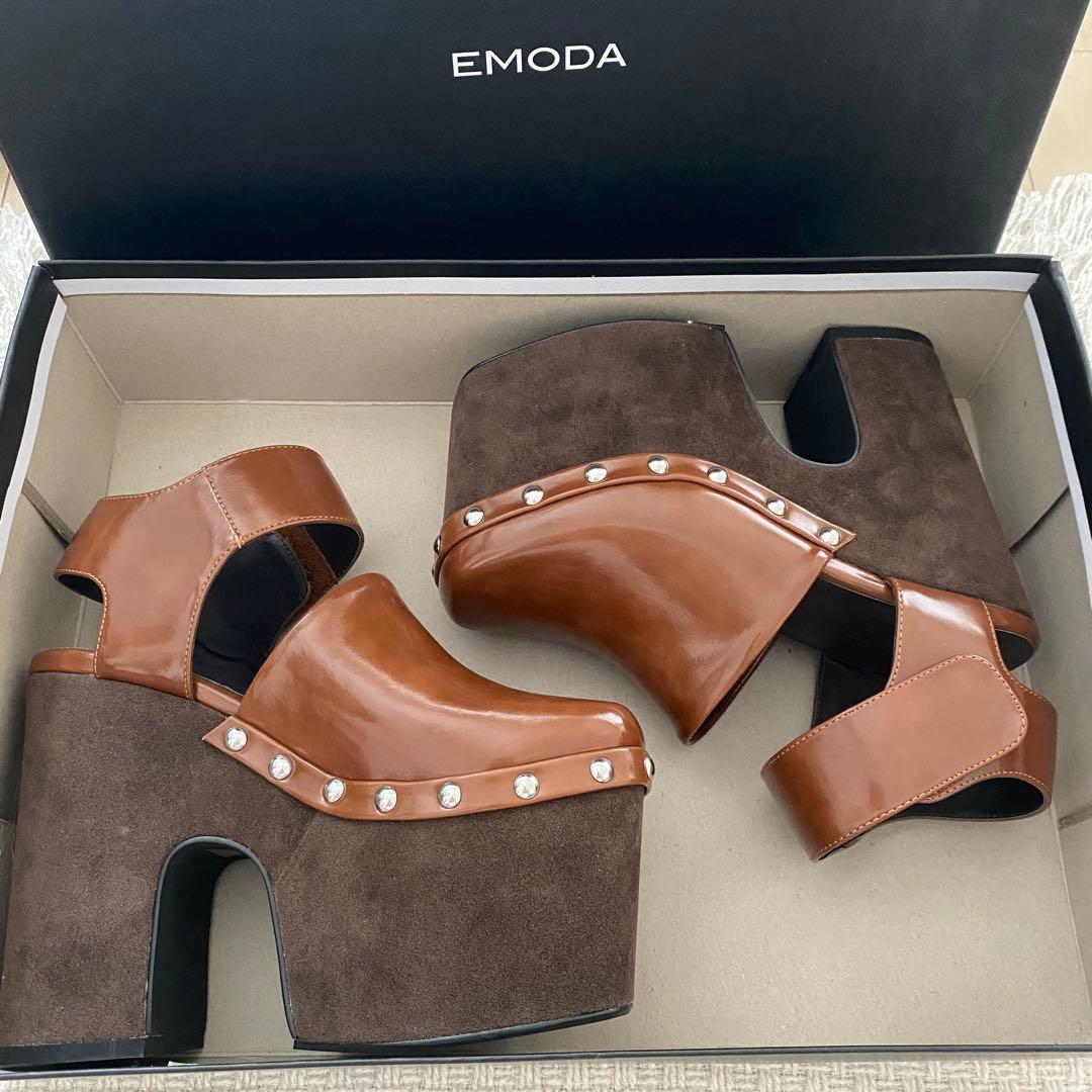 【新品】EMODA エモダ　バルキーコンビネーション サンダル　キャメル　厚底