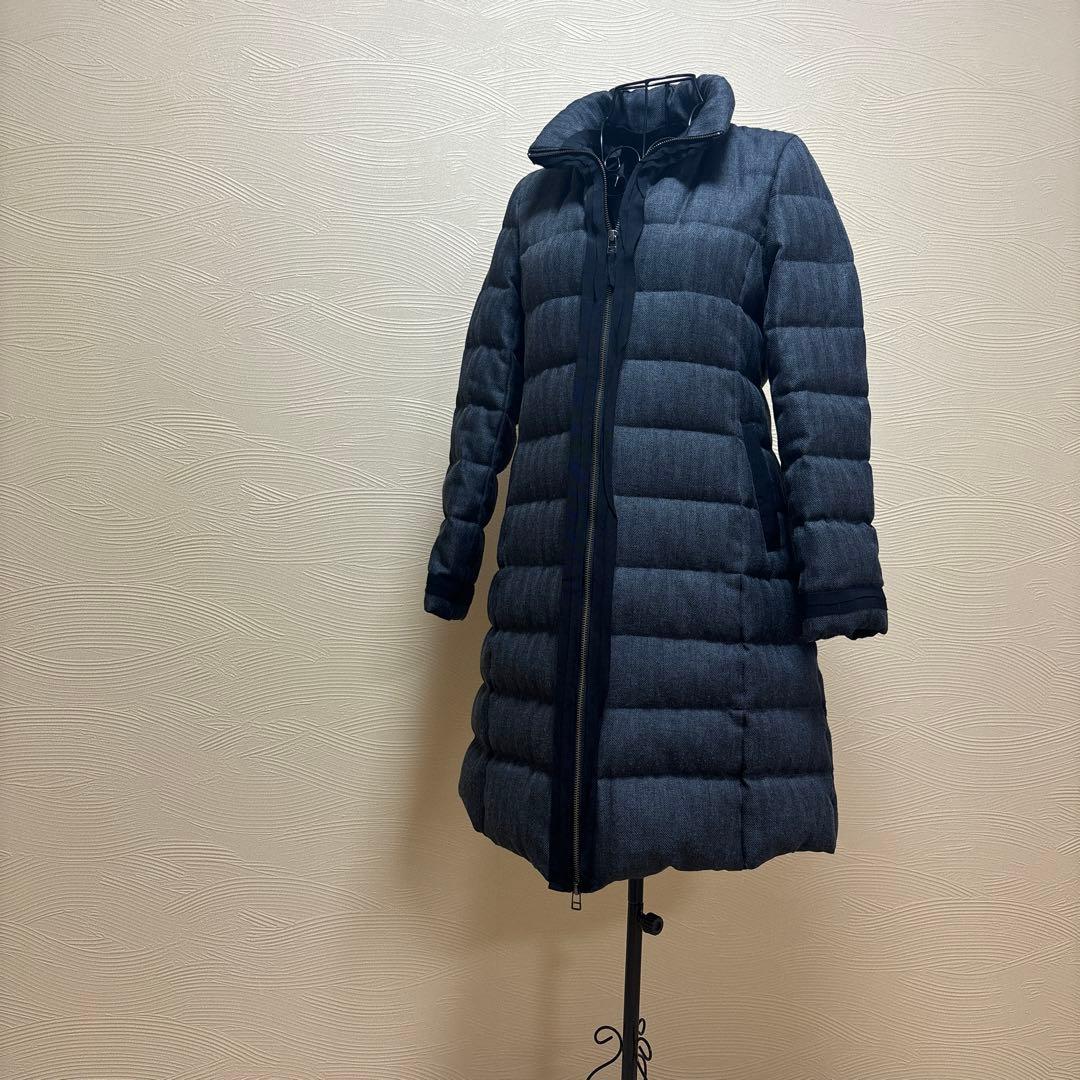 LANVIN en Bleu ランバンブルー 38 ヘリンボーン　ダウンコート