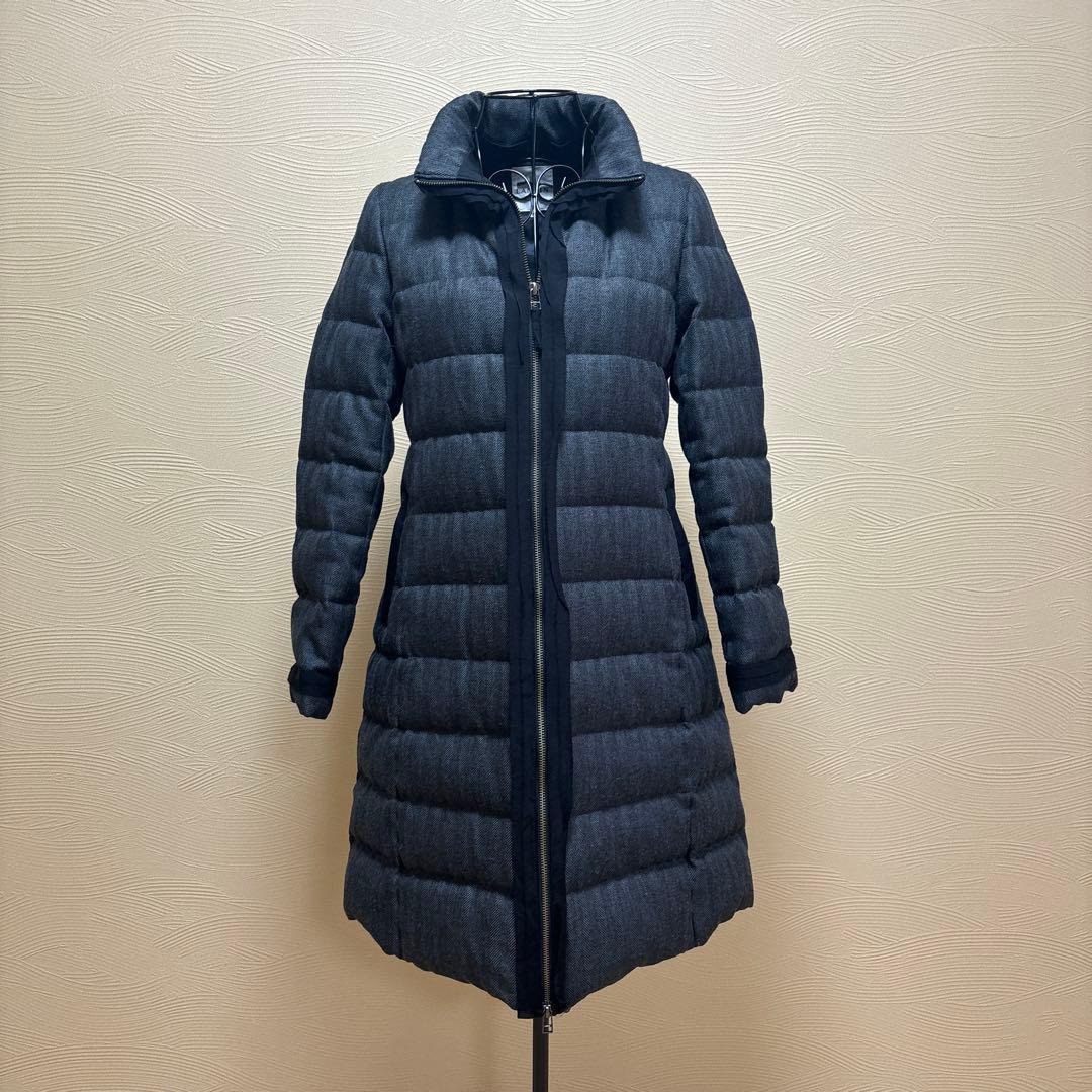 LANVIN en Bleu ランバンブルー 38 ヘリンボーン　ダウンコート