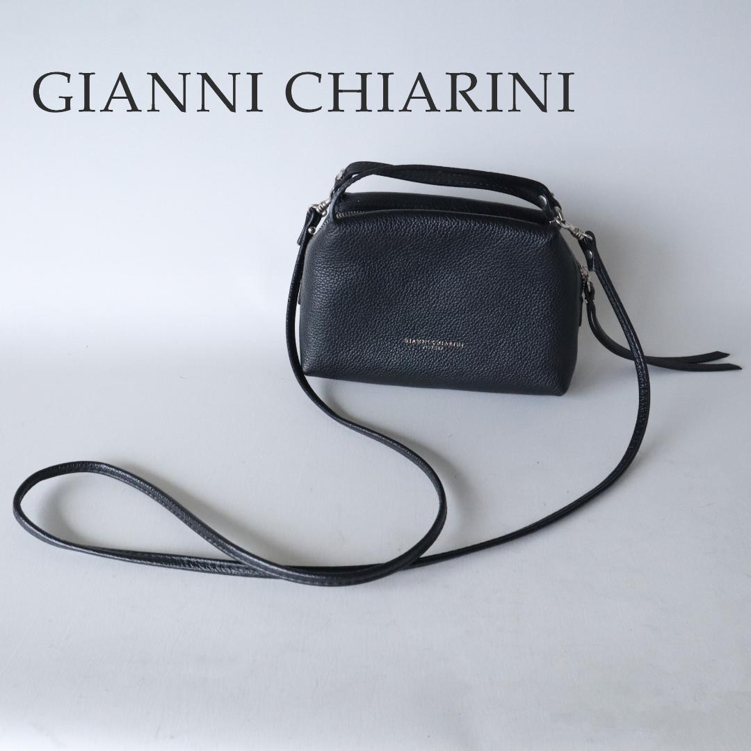 美品ジャンニキアリーニ アリファS 2wayショルダーバッグ ブラックイタリア製