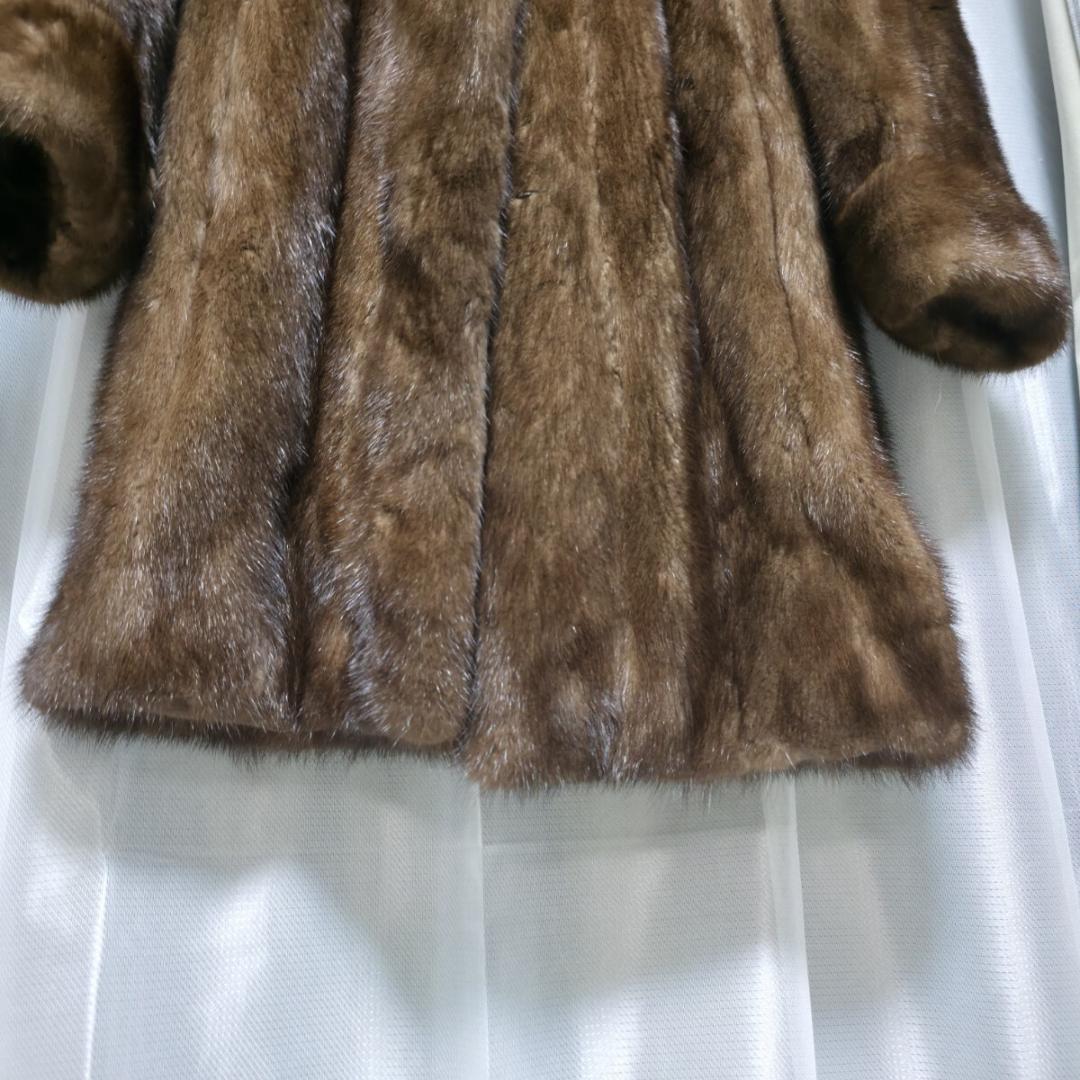 総丈90cm デミバフミンク ファーコート ロールアップ袖 ロング丈