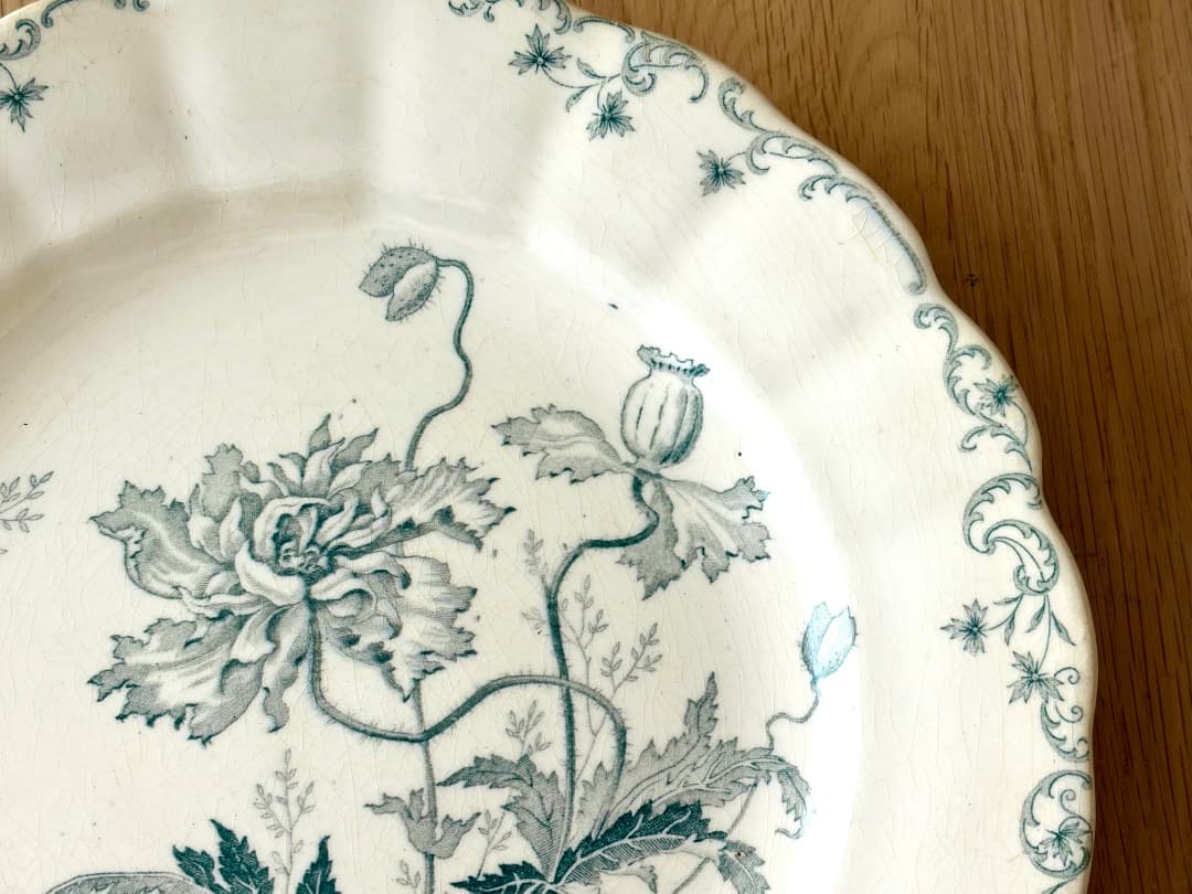 希少　フランスアンティーク　花リムプレート　ショワジールロワ窯　PAVOTS