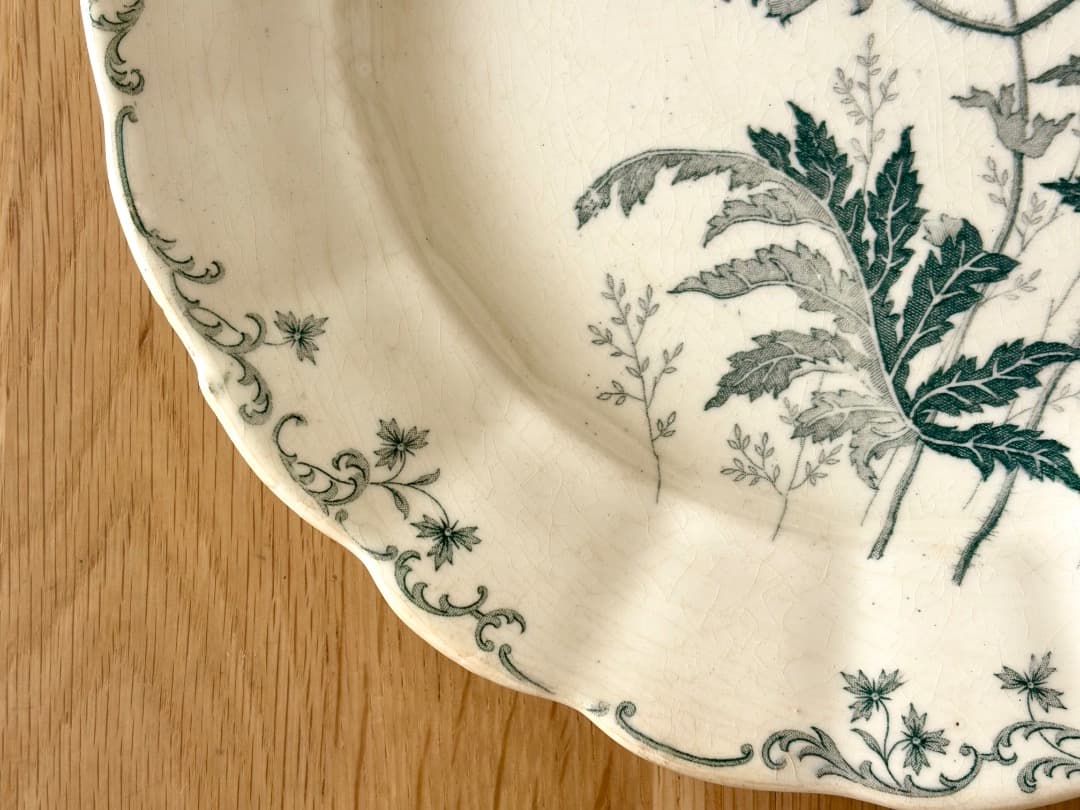 希少　フランスアンティーク　花リムプレート　ショワジールロワ窯　PAVOTS