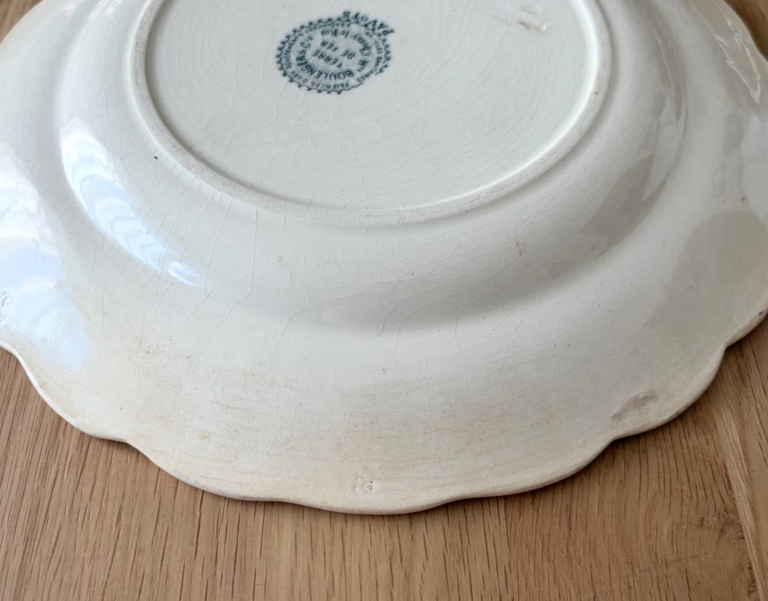 希少　フランスアンティーク　花リムプレート　ショワジールロワ窯　PAVOTS