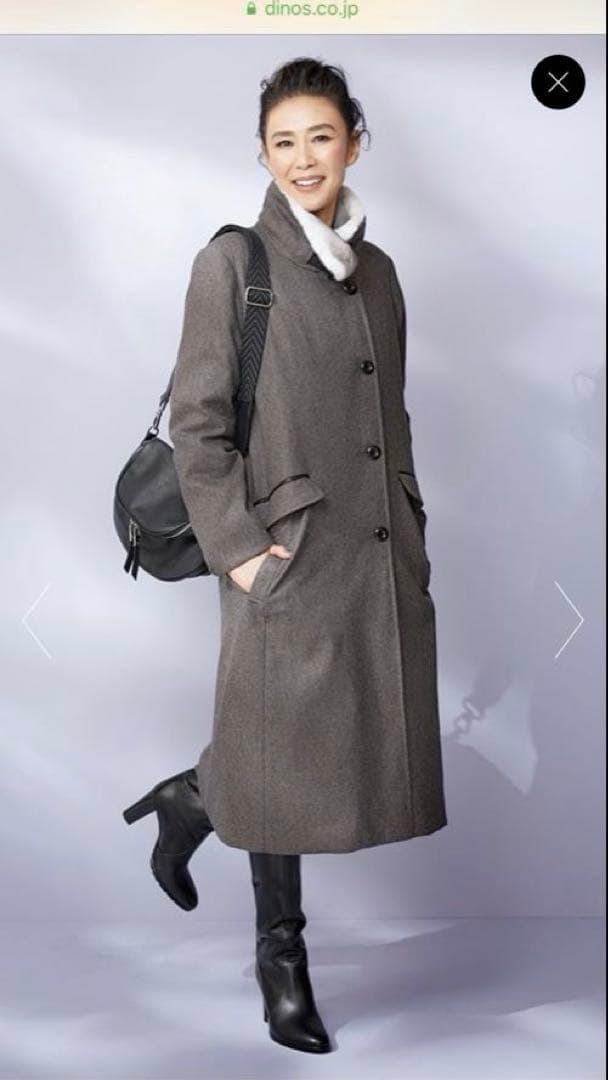 ウールコート見えダウンロングコート　ディノス　ダーマコレクション