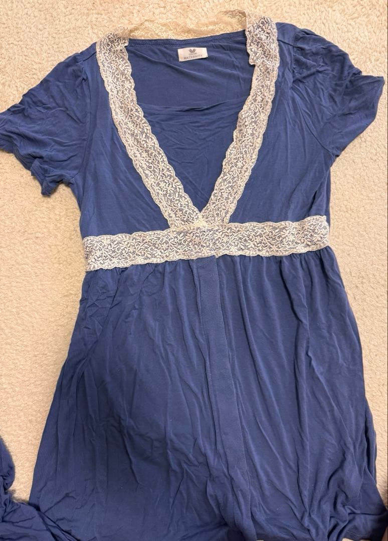 【産前・産後兼用】 Wacoal マタニティ パジャマ M~L ブルー