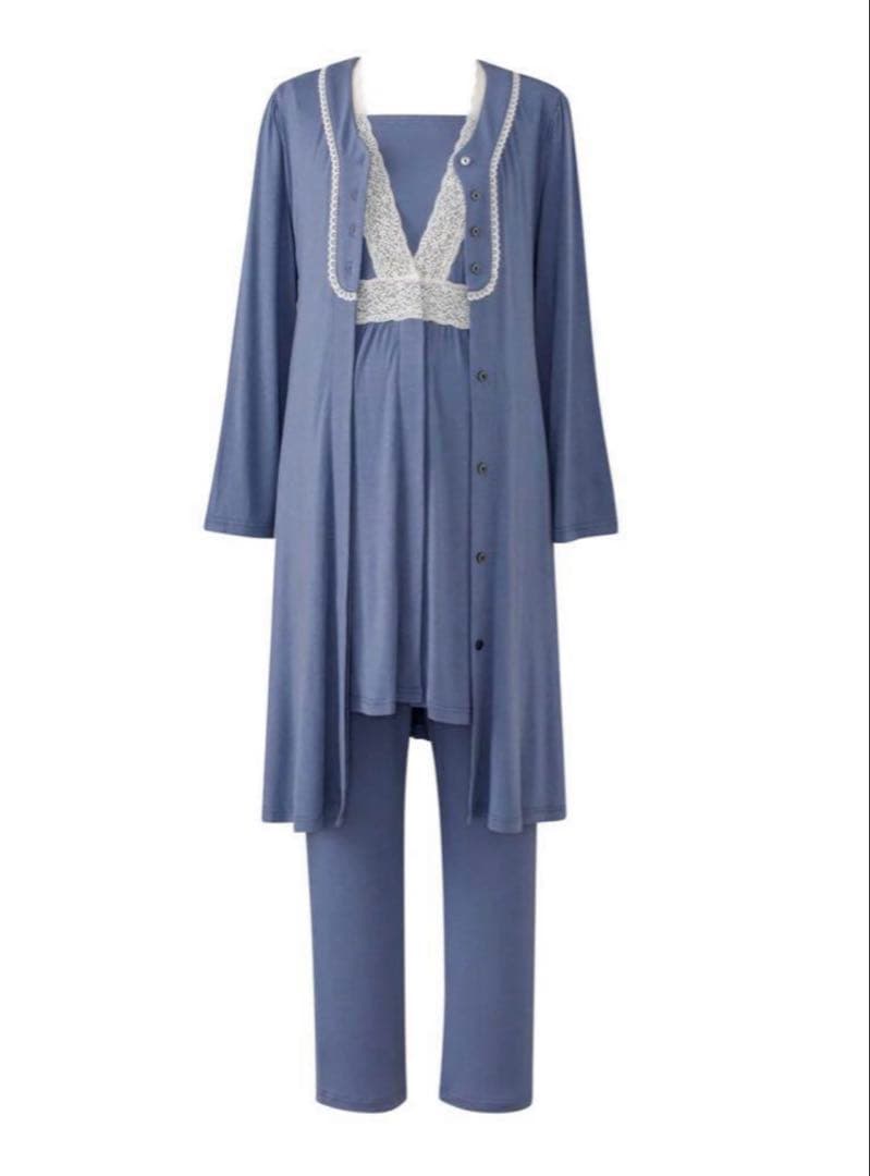 【産前・産後兼用】 Wacoal マタニティ パジャマ M~L ブルー