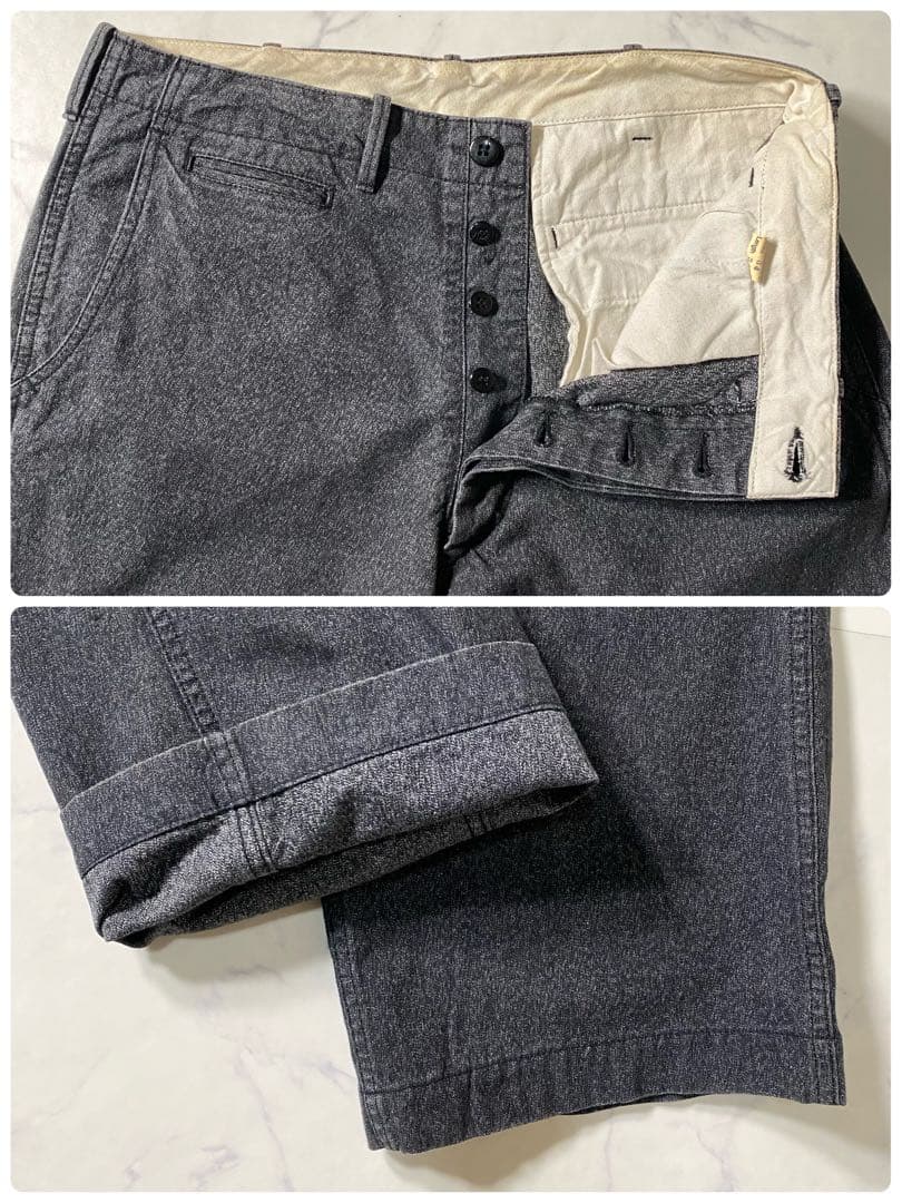 【美品】クッシュマン　ワークパンツ　ブラックシャンブレー　ごま塩　22686　M