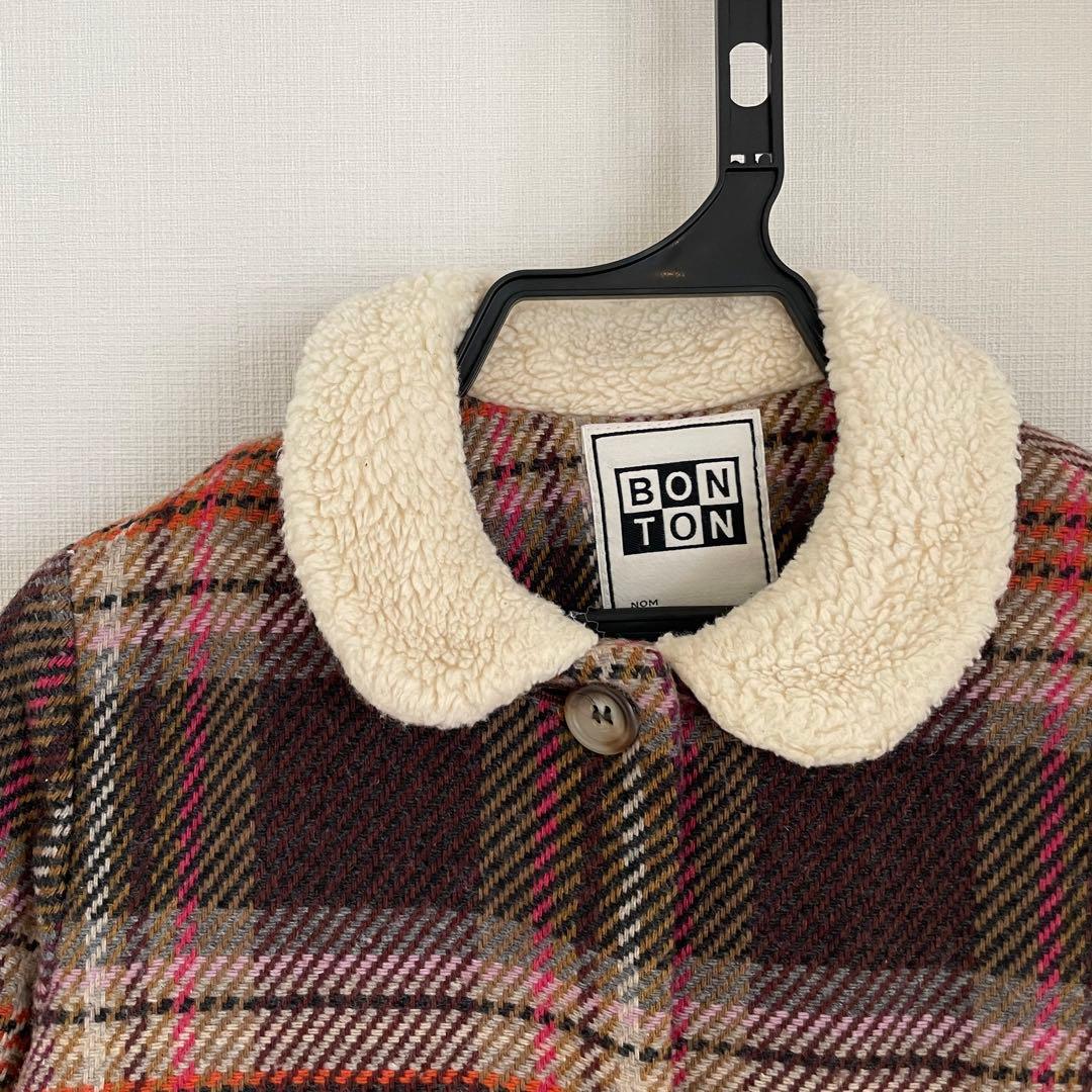 BONTON チェック柄コート 8y