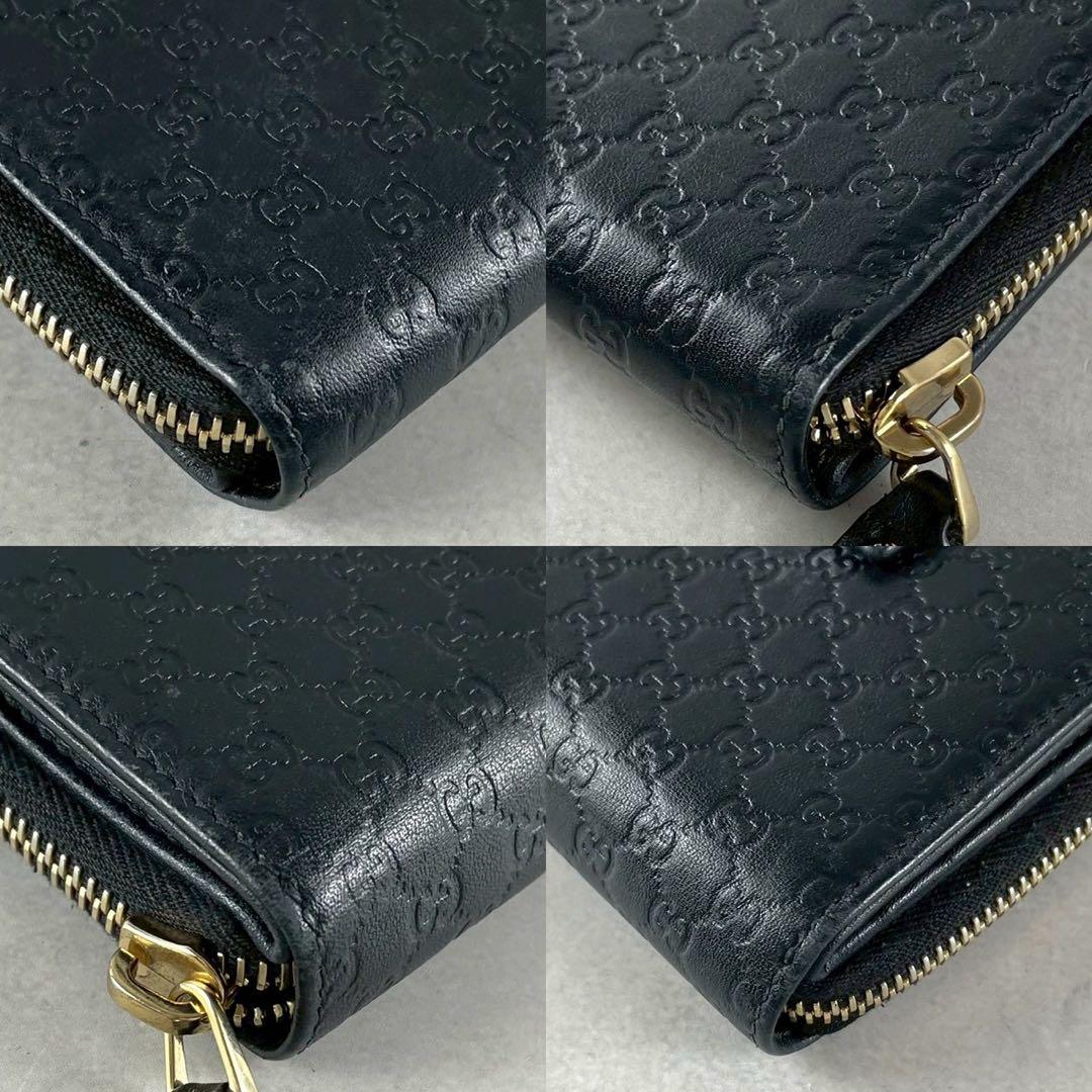 【美品 付属品完備】グッチ 折り財布 マイクロシマ gg レザー ブラック