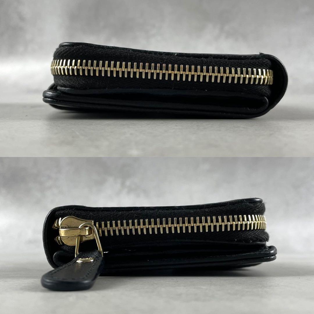 【美品 付属品完備】グッチ 折り財布 マイクロシマ gg レザー ブラック