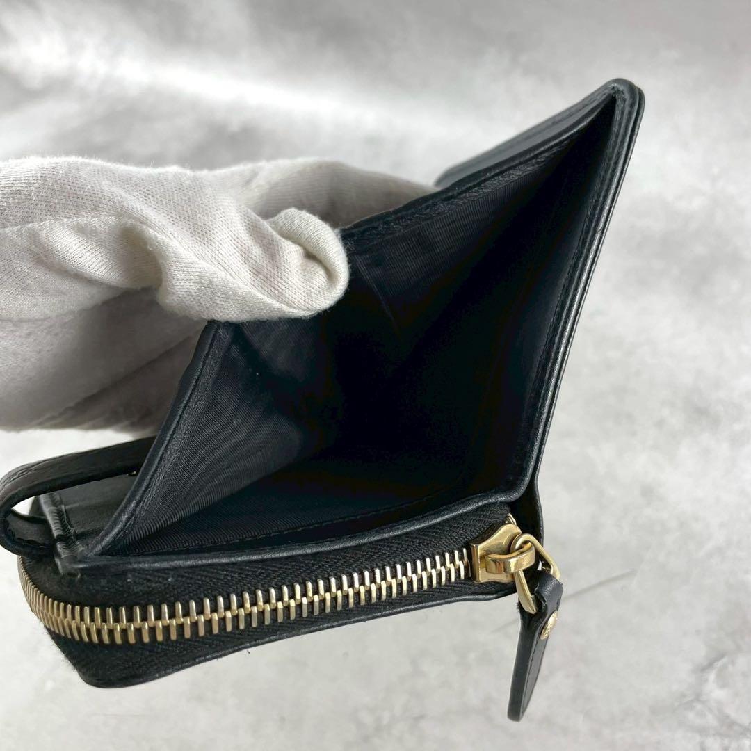 【美品 付属品完備】グッチ 折り財布 マイクロシマ gg レザー ブラック