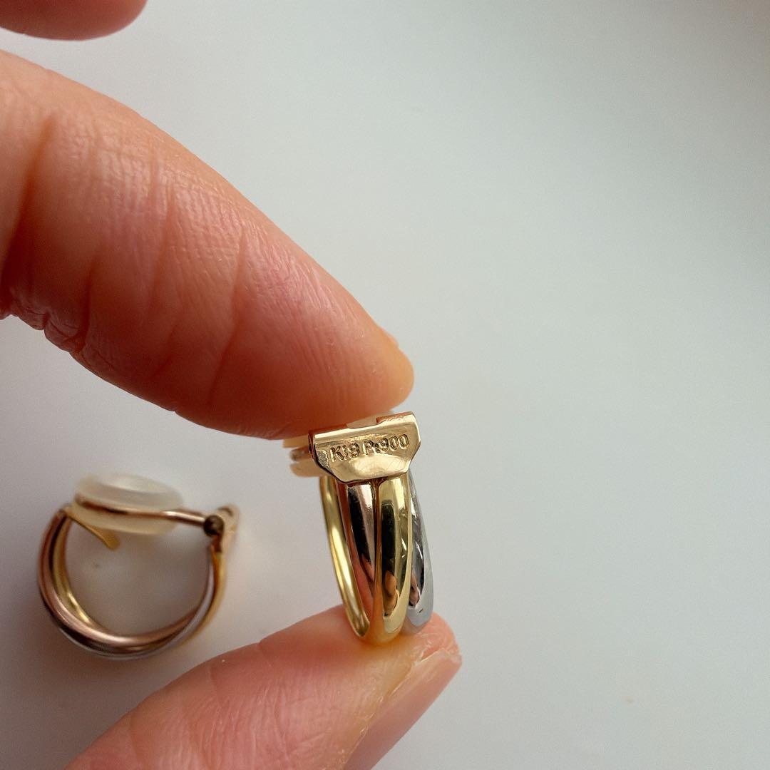 スリーカラー　イヤリング　18k
