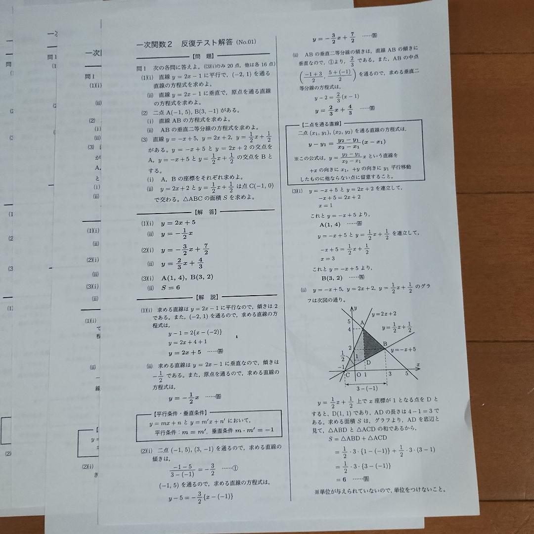 鉄緑会 中1数学 フルセット テキスト/問題集/各種テスト/重要プリントまとめて