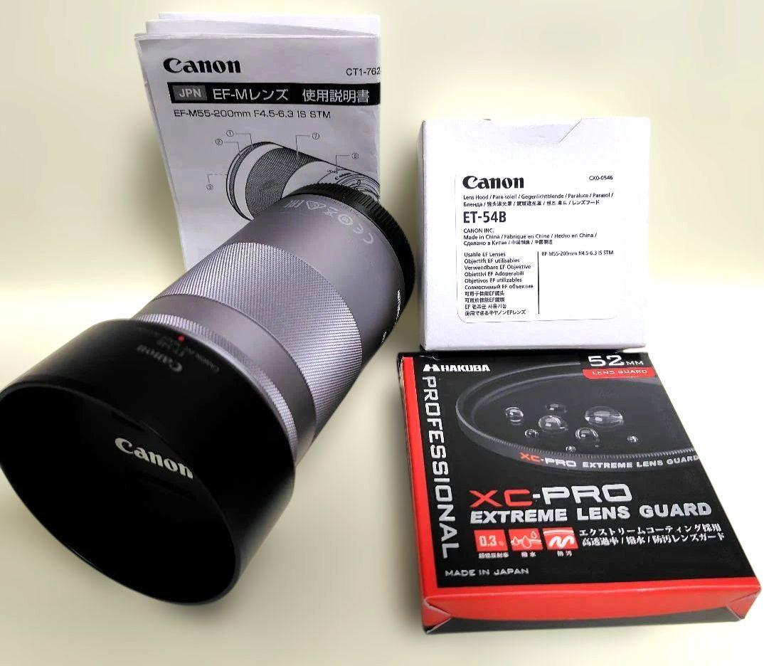 美品★Canon EF-M 55-200mm （フード／フィル／前後キャップ付）
