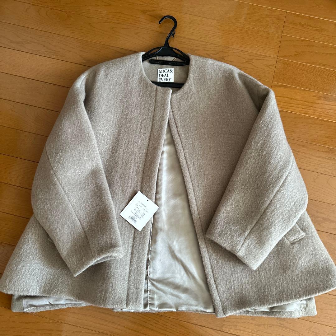 MICA&DEAL ベージュ ノーカラージャケット フリーサイズ