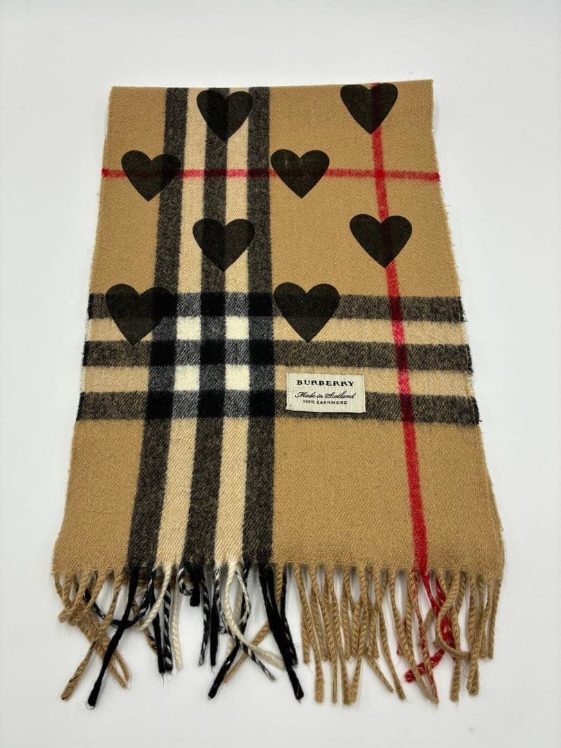 【希少品】バーバリー　マフラー　ノバチェック ハート柄　カシミヤ100%