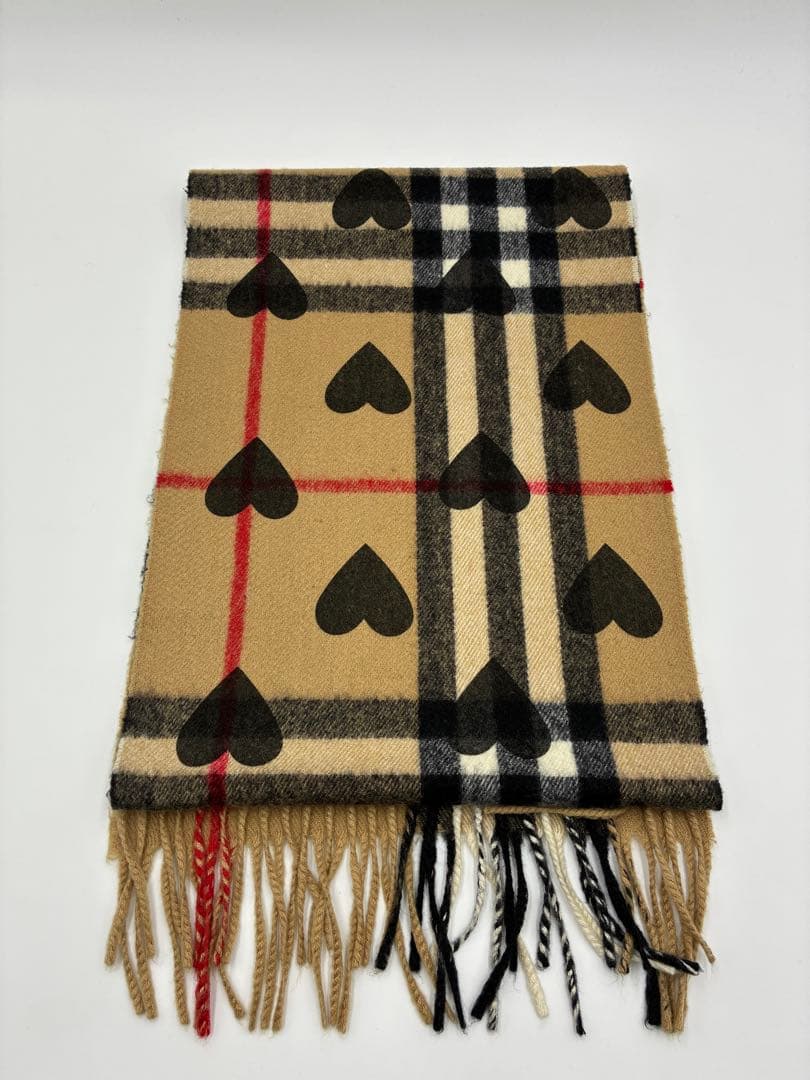 【希少品】バーバリー　マフラー　ノバチェック ハート柄　カシミヤ100%