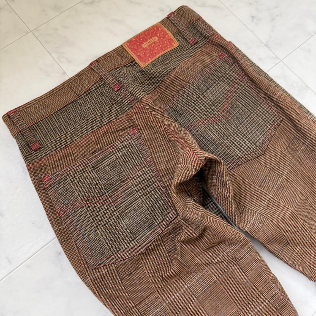 Christopher Nemeth 立体裁断　チェックパンツ ブラウン S