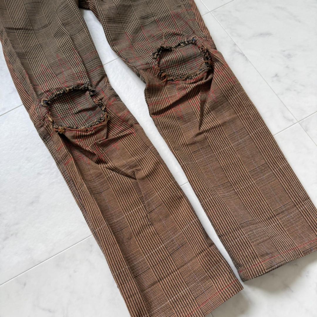 Christopher Nemeth 立体裁断　チェックパンツ ブラウン S