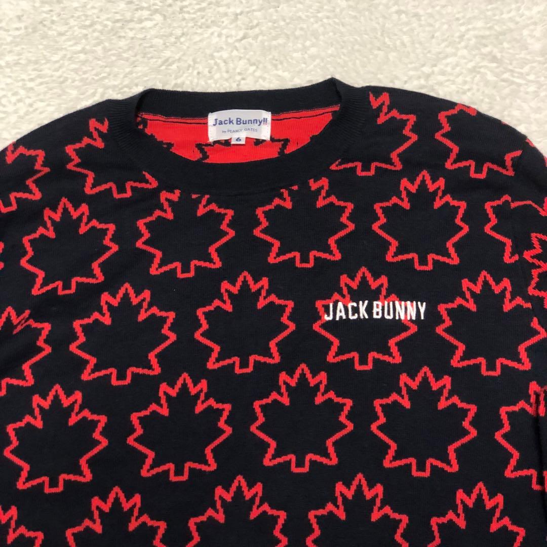 美品　ジャックバニー　パーリーゲイツ　ゴルフ　セーター　メイプル総柄　6（XL）