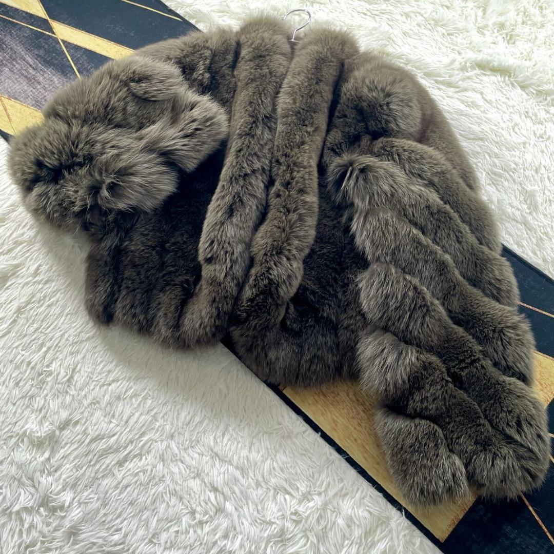 極肉厚◎/着丈48 サガフォックス クロップド/ショート ファーコート 毛皮 L