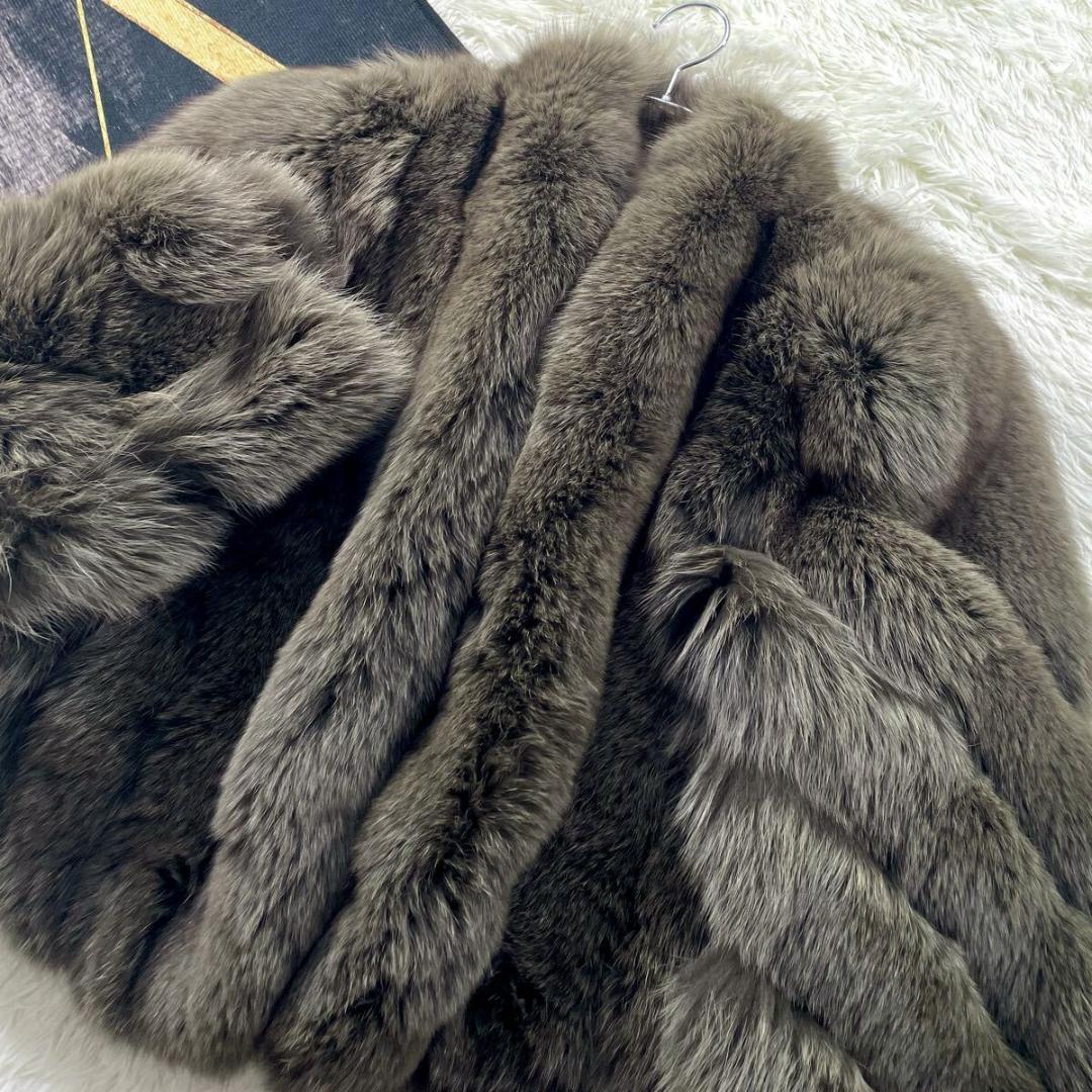 極肉厚◎/着丈48 サガフォックス クロップド/ショート ファーコート 毛皮 L