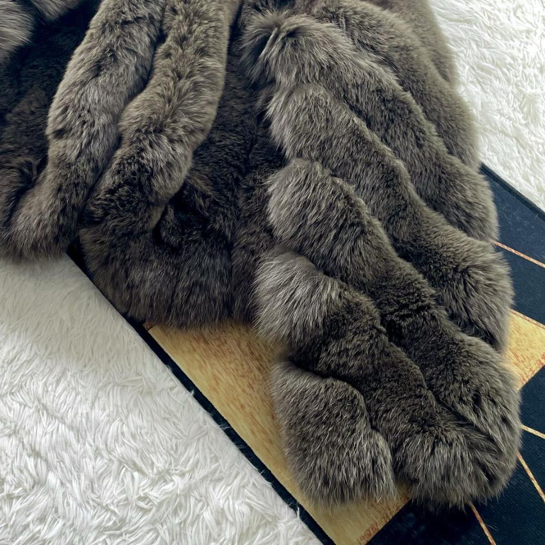 極肉厚◎/着丈48 サガフォックス クロップド/ショート ファーコート 毛皮 L