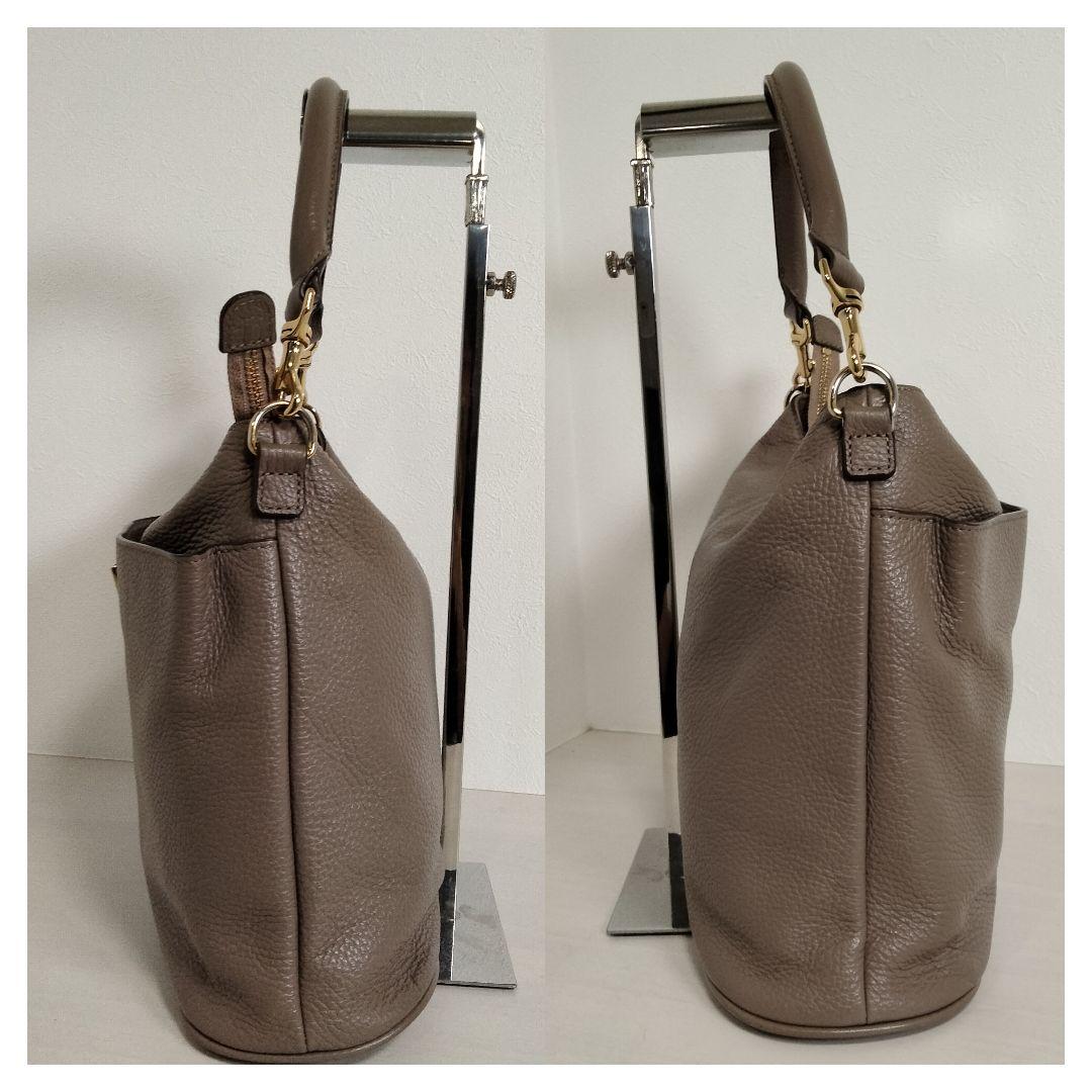 ATAO ウィークエンド 2way ショルダーバッグ レザー グレージュ